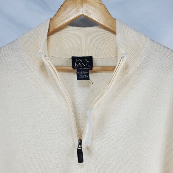 Jos. A. Bank Men's Ivory Pullover Sweater Long Sleeve 1/4 Zip Size XXL (C-5) - Picture 5 of 13